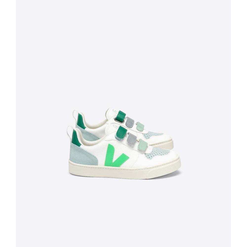 Veja V-10 CHROMEFREE Sko Barn White/Green | NO 741MQZ